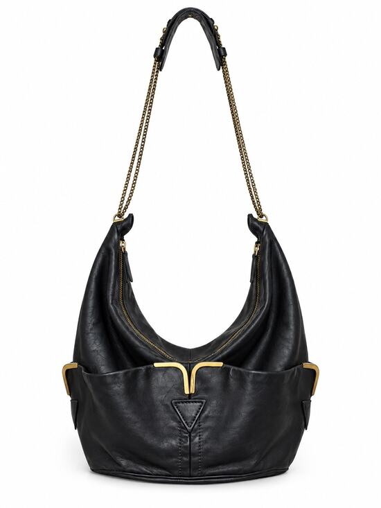 Chloe Handbags - Chloé Vintage 2008/2009 Milton Triple Chain Hobo Bag Gray Leather Gold Hardware
